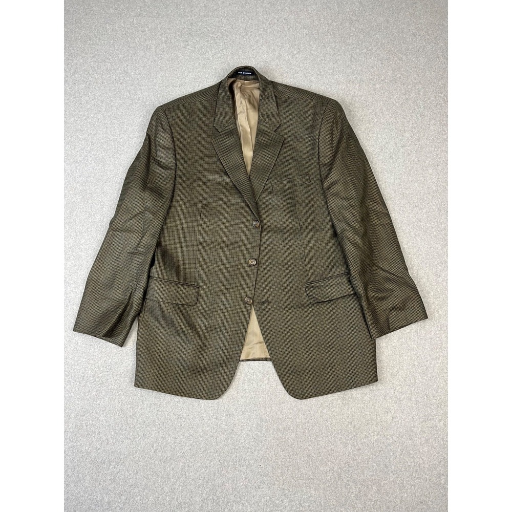Polo Ralph Lauren Blazer Men 46R Brown Houndstooth 3 Button Sport Coat Silk Wool